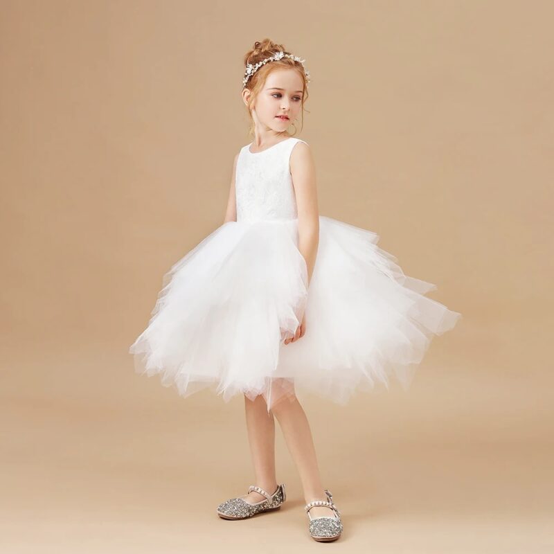White tutu flower girl dress (3)