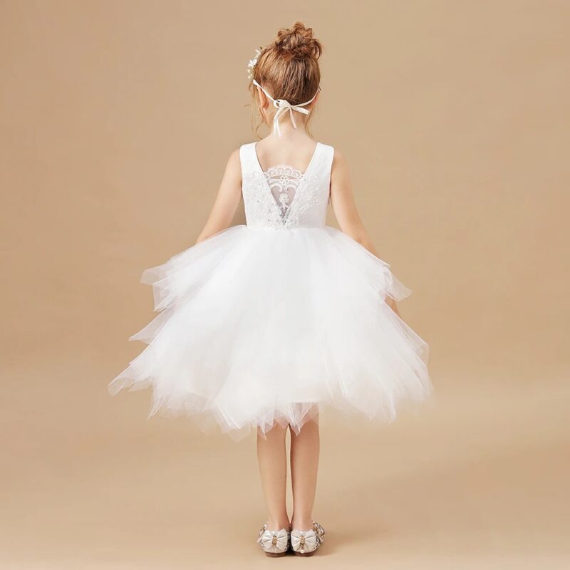 White tutu flower girl dress (5)