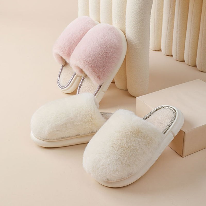 Buy Women s Faux Fur Slider Slippers White Fabulous Bargains