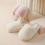 Women's faux fur slider slippers - Pink-Fabulous Bargains Galore