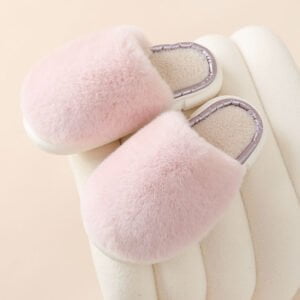 Women's faux fur slider slippers - Pink-Fabulous Bargains Galore
