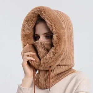Women's winter face balaclava - Brown