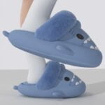 Fluffy shark slippers - Light Grey-Fabulous Bargains Galore
