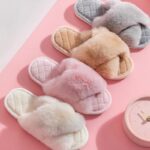 Faux fur cross slider slippers - Pink-Fabulous Bargains Galore