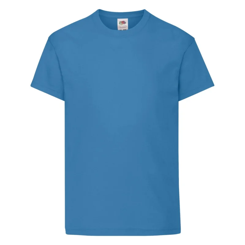 Azure blue kids plain t-shirt, everyday essentials unisex cotton tee for children, soft breathable casual wear