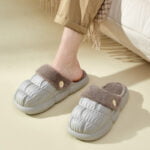 Waterproof removeable fur slippers - Grey-Fabulous Bargains Galore