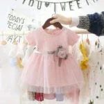 Baby girl short sleeve dress - Pink