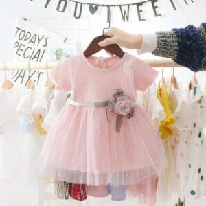 Baby girl short sleeve dress - Pink