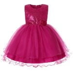 Baby girl sequin dress - Dark pink