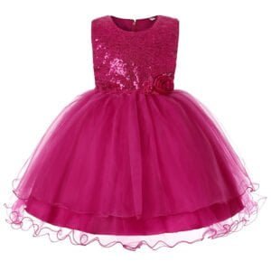 Baby girl sequin dress - Dark pink