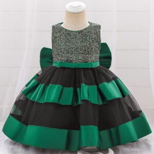 Baby girl sequin tulle dress - Green