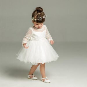 Baby girl white dress for baptism
