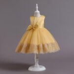Little girl lace tulle party dress - Gold