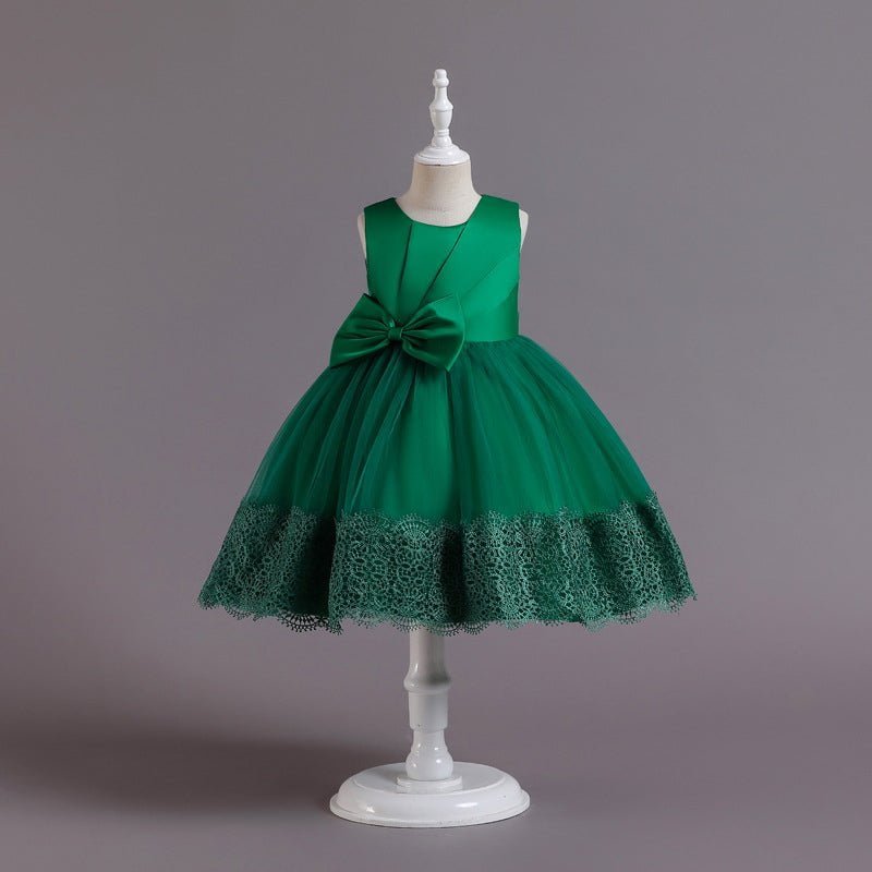Little girl lace tulle party dress - Green