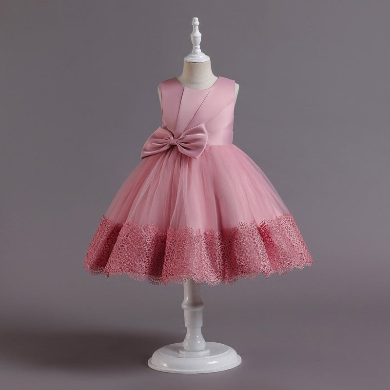 Little girl lace tulle party dress - Pink