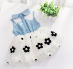 Girls denim and tulle dress - White (4)