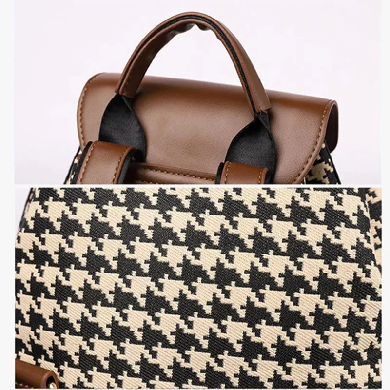 Canvas leather mini backpack - Brown-Fabulous Bargains Galore