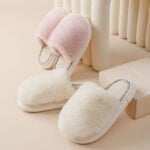 Women's faux fur slider slippers - Pink-Fabulous Bargains Galore