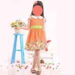 girl a line summer dress-orange (1)