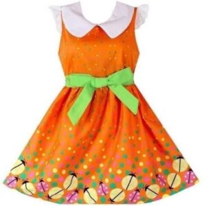 girl a line summer dress-orange (3)
