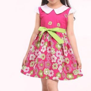 girl a line summer dress-pink (3) (1)
