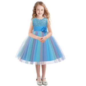 girl rainbow sequin dress-blue (1)