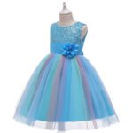 girl rainbow sequin dress-blue (2)