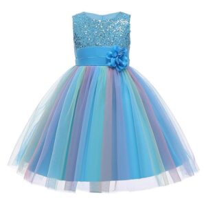 girl rainbow sequin dress-blue (3)
