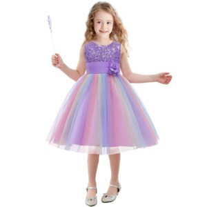 girl rainbow sequin dress-purple (1)