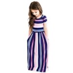 girl stripe maxi dress with sleeves-purple