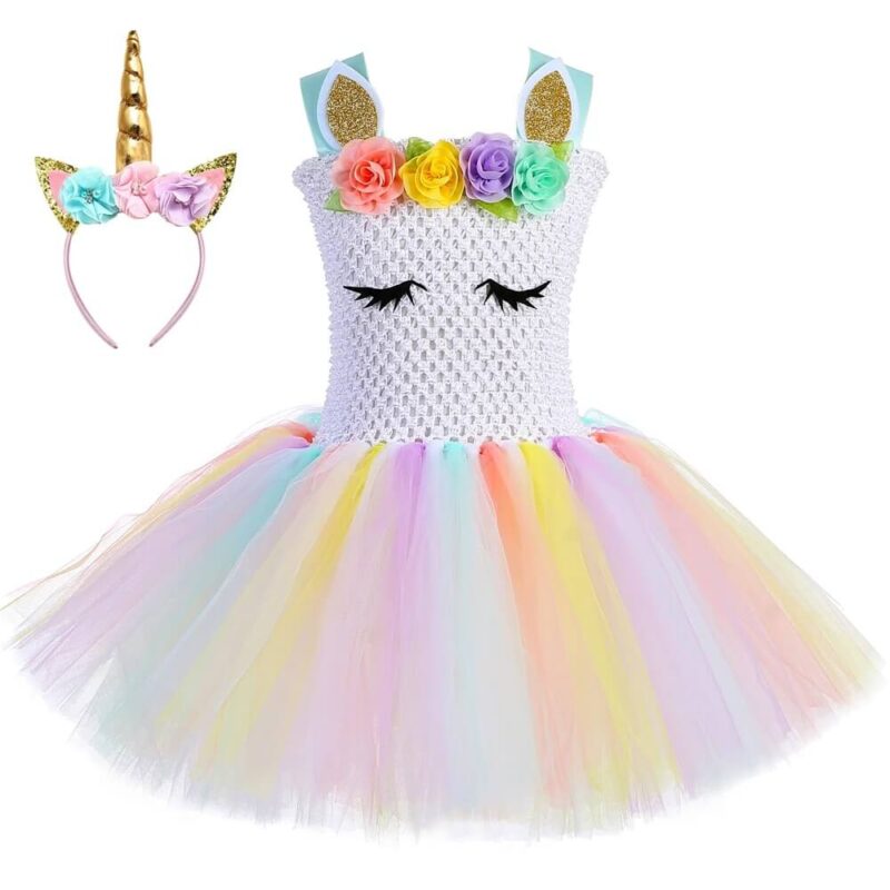 Unicorn rainbow tutu costume set with matching headband