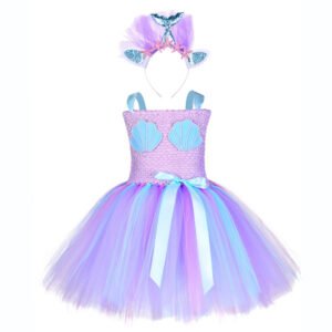 little girl mermaid party dress - blue 2