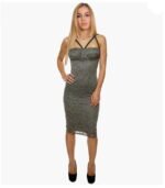 khaki Strappy lace bodycon dress (6)