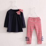 Girl 2 piece striped outfit - navy