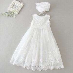 Long lace christening gown for girl