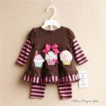 Toddler girl cupcake outfit - Brown
