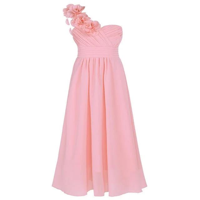 Buy One Shoulder Flower Girl Dress Pink Fabulous Bargains Galore