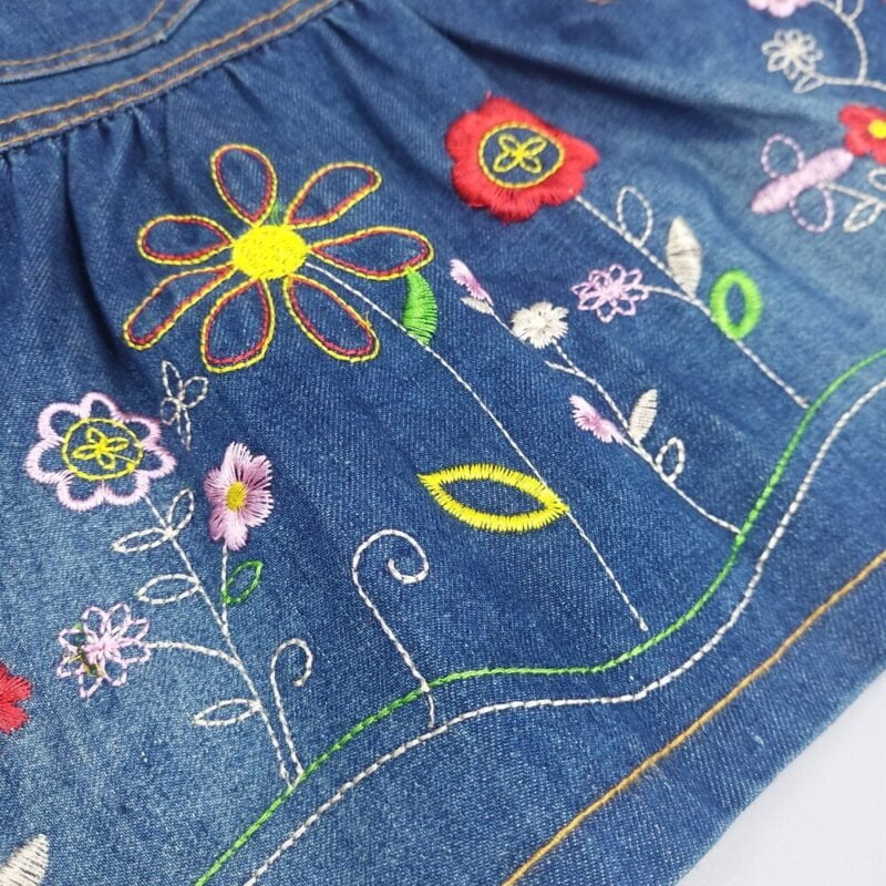 Flower embroidered baby dungaree dress-Fabulous Bargains Galore