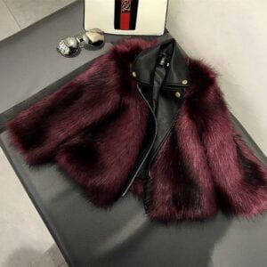 Toddler girl faux fur jacket - Burgundy