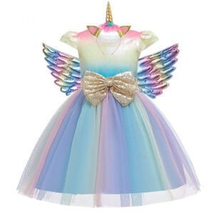 Rainbow party dress girl1