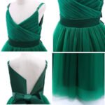 v-neck pleated flower girl dress-green (2)