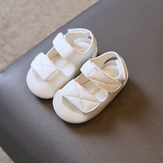 white semi closed toe sandals for children