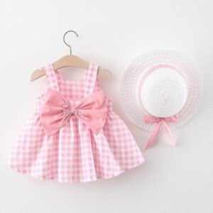 Baby girl checkered summer dress -pink (3)