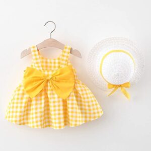 Baby girl checkered summer dress -yellow (1)