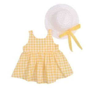 Baby girl checkered summer dress -yellow (2)