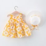 Baby girl flower print sundress-yellow (3)