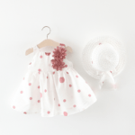 Baby girl white cotton dress -pink (1)