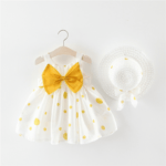 Baby girl white cotton dress -yellow (2)