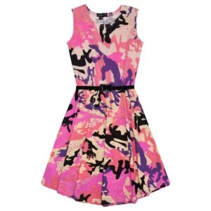 Camo skater dress for girls - Pink