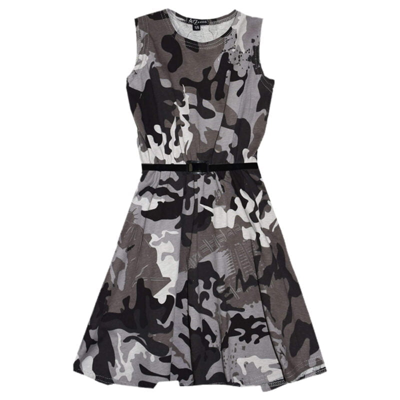 Camo skater dress for girls - charcoal-black